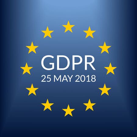 GDPR banner. General Data Protection Regulation symbol with EU flag. Vector illustration.のイラスト素材