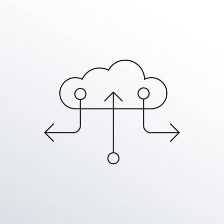 Cloud data line icon with arrows. Information technology outline symbol. Vector illustration.