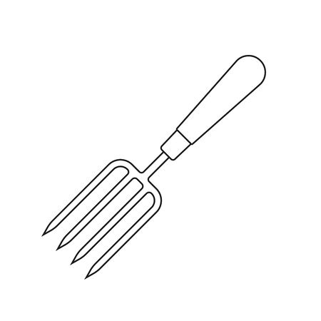 Gardening tools. Garden garden hand fork line icon. Vector illustration.のイラスト素材
