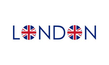 London typography design with circle UK flag. London banner, poster, sport t-shirt print design and apparels graphic. Vector illustration.のイラスト素材