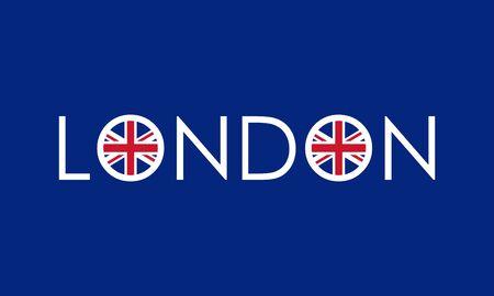 London typography design with circle UK flag. London banner, poster, sport t-shirt print design and apparels graphic. Vector illustration.のイラスト素材