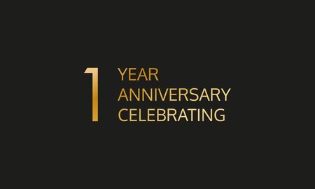 1st anniversary celebration label. Design element or banner for birthday, invitation, wedding jubilee. Vector illustration.のイラスト素材