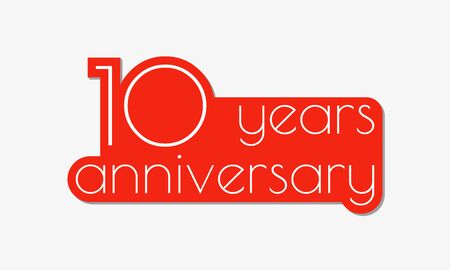 10th anniversary celebration label. Design element or banner for birthday, invitation, wedding jubilee. Vector illustration.のイラスト素材
