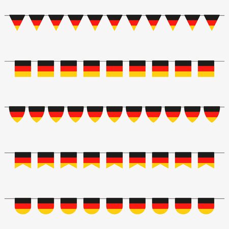 Germany bunting set. German flags garland. Decoration for celebrate, party or festival. Vector illustration. のイラスト素材