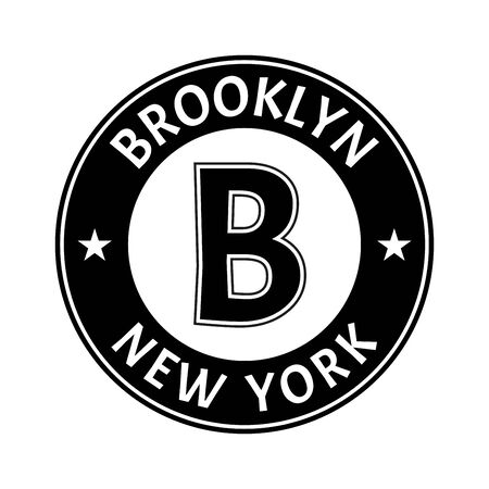 Brooklyn and New York city badge or typography print design. NYC fashion graphic for t-shirt and apparels, banner, poster or placard. Vector illustration.のイラスト素材