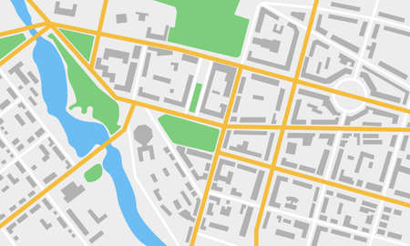 City map with streets, roads, parks and river. Gps and navigation concept. Town plan. Vector illustration.のイラスト素材