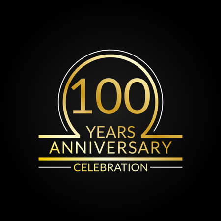 100 years anniversary logo. 100th Birthday celebration icon. Party invitation, Jubilee celebrating emblem or banner. Vector illustration.のイラスト素材