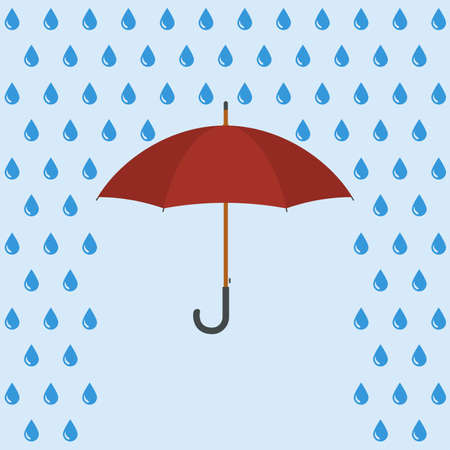 Umbrella and Rain with water drops. Vector illustration.のイラスト素材