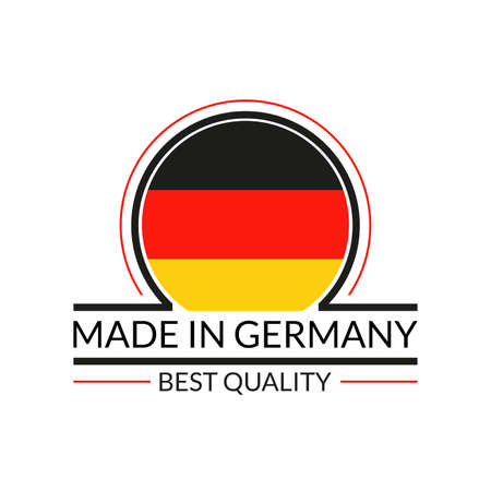 Made in Germany logo or badge with German circle flag. Best Quality icon. Vector illustration.のイラスト素材