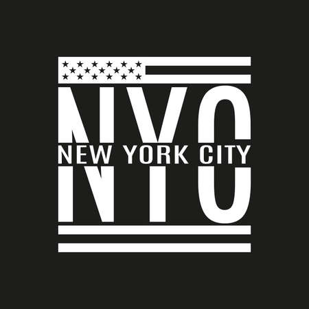New York City text. NYC typography design with American flag. Tee, T-Shirt, Sport, Athletic Black and White graphics. Vector illustration.のイラスト素材