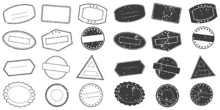 Empty stamp frames set with grunge texture. Stamps or seals without text. Vector illustration.のイラスト素材