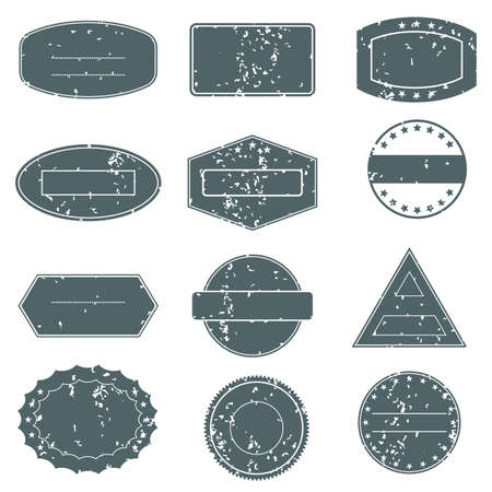Empty stamp frames set with grunge texture. Stamps or seals without text. Vector illustration.のイラスト素材