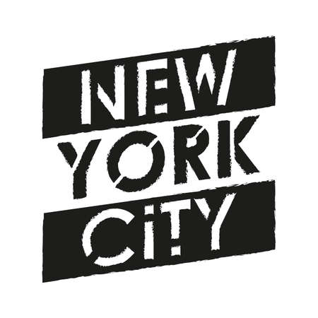 New York City typography modern text with grunge texture. NYC T-Shirt graphic, fashion, poster, jersey, emblem, badge design. Vector illustration.のイラスト素材