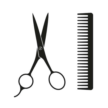 Scissor and comb icon for haircut. Hairdresser or Barber salon design element. Vector illustration.のイラスト素材