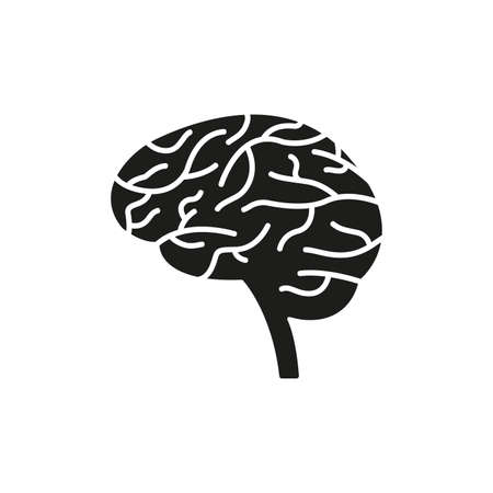 Brain icon. Human mind sign. Side view. Vector illustration.のイラスト素材