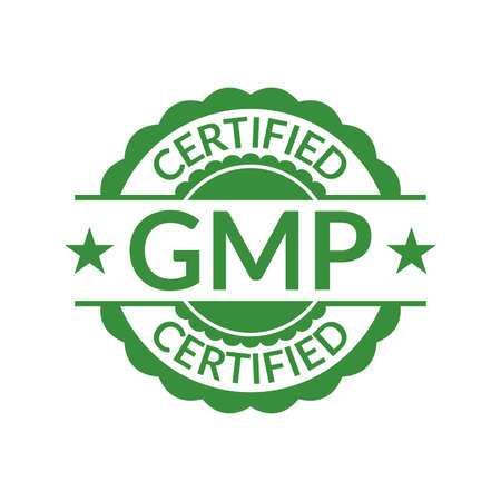 GMP stamp or seal. Good Manufacturing Practice Certified icon or logo. Vector illustration.のイラスト素材