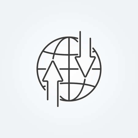 Globe line icon with arrows. Transfer or exchange concept. Vector illustration.のイラスト素材