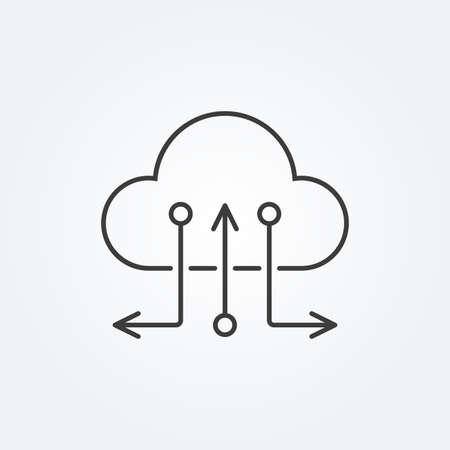 Cloud line icon with arrows. Upload and Download logo. Vector illustration.