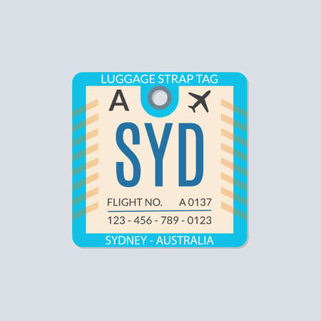 Sydney Luggage tag. Airport baggage ticket. Travel label. Vector illustration.のイラスト素材
