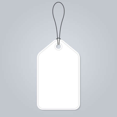 Price tag blank. White hanging empty label with rope.のイラスト素材