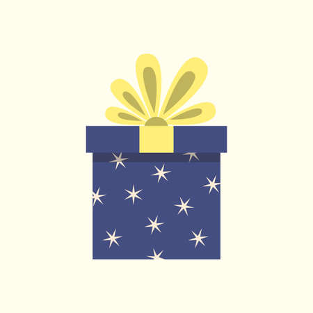 Gift box icon with ribbon and bow. Present package for Christmas or Birthday celebration.のイラスト素材