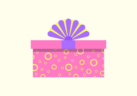 Gift box icon with ribbon and bow. Present package for Christmas or Birthday celebration. Design element for surprise, party, greeting card. Vector illustration.のイラスト素材