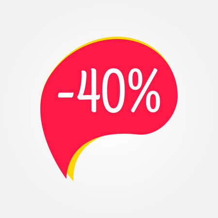 Sale sticker. 40 percent price off discount label or tag. Promo badge for advertising design. Vector illustration.のイラスト素材