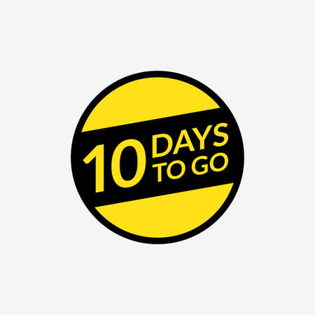 10 days left to go announcement. Countdown badge, label or sticker. Vector illustration.