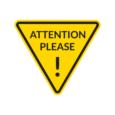 Attention please! Caution sign with exclamation mark. Important information announcement. Vector illustration.のイラスト素材