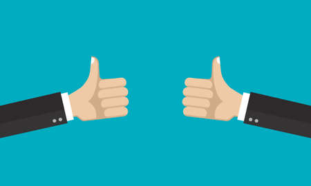 Hands with thumb up. Like, good, positive symbol. Vector illustration.のイラスト素材