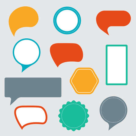 Sticker, speech bubble, text box, frame set. Empty promo labels. Vector illustration.のイラスト素材