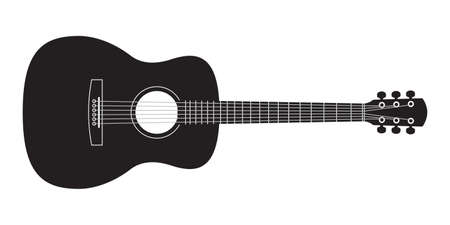 Acoustic guitar black silhouette. Music instrument icon. Vector illustration.のイラスト素材