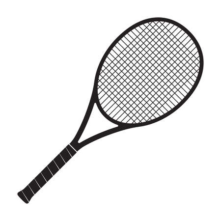 Tennis racket icon. Black silhouette. Vector illustration.のイラスト素材