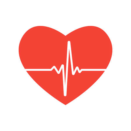 Heart icon with heartbeat or pulse line. Health care and medical cardiogram design concept with ecg graph. Vector illustration.のイラスト素材