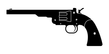 Gun revolver icon. Vintage pistol silhouette. Western handgun. Vector illustration.のイラスト素材