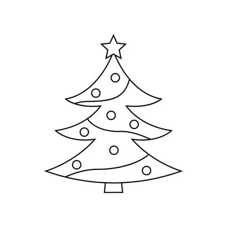 Christmas tree outline icon. Spruce symbol with star for Xmas decoration. Vector illustration.のイラスト素材