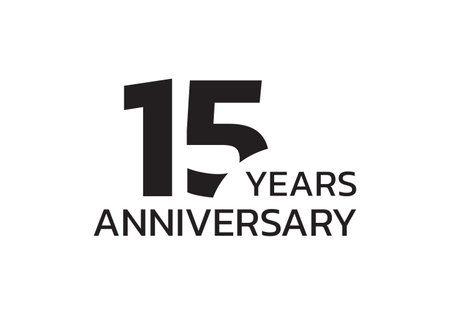 15th anniversary logo. 15 years celebrating icon or badge. Vector illustration.のイラスト素材