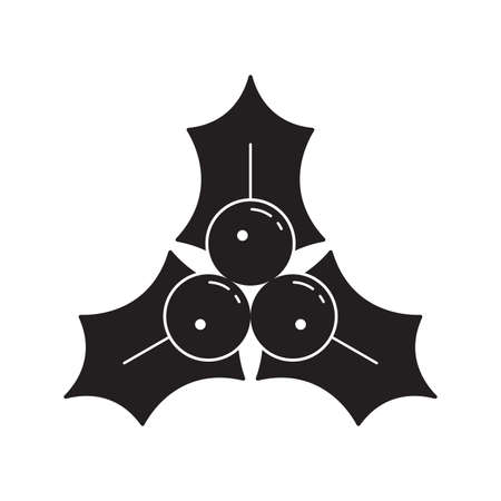 Holly Berry icon for Christmas decoration. Xmas plant design. Vector illustration.のイラスト素材
