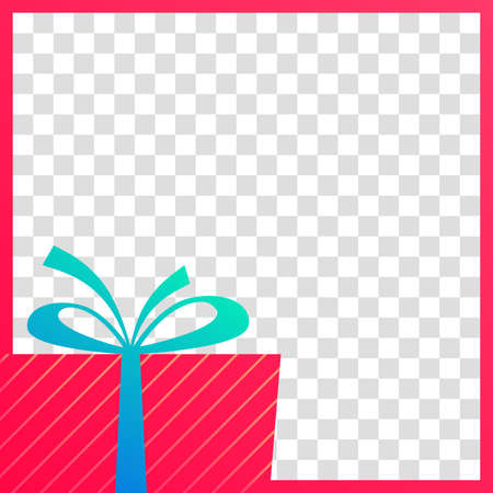 Gift box banner. Social media post layout. Christmas sale, birthday, giveaway frame template. Vector illustration.のイラスト素材
