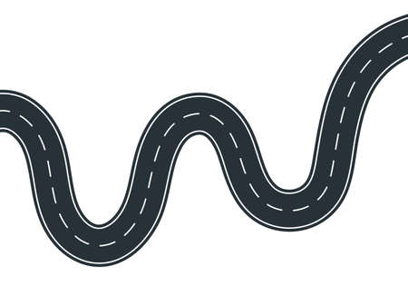 Winding road. Curve way or asphalt highway. Vector illustration.のイラスト素材
