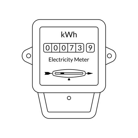 Electric power outline meter. Energy, electricity counter. Vector illustration.のイラスト素材