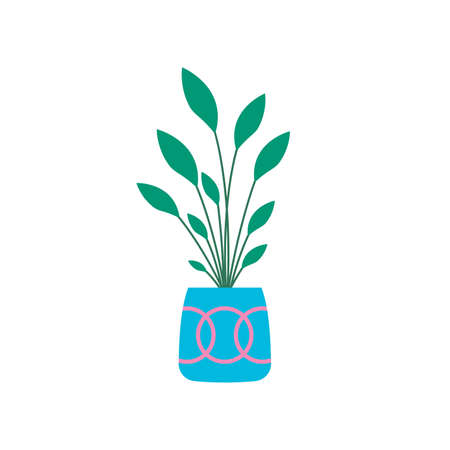 Plant in a pot. Modern houseplant icon. Vector illustration.のイラスト素材
