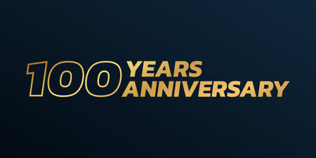 100 years anniversary logo design. 100th birthday celebration icon or badge. Vector illustration.のイラスト素材