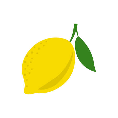 Lemon icon. Citrus fruit with leaf. Vector illustration.のイラスト素材