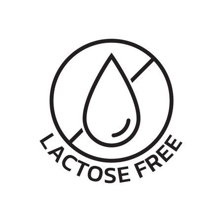 lactose free icon. Dairy or milk allergy symbol for product packaging. vector illustration.のイラスト素材
