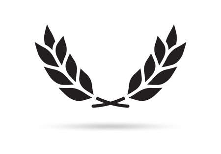 Laurel wreath icon. Award, winner and victory emblem. Branch with leaves. vector illustration.のイラスト素材