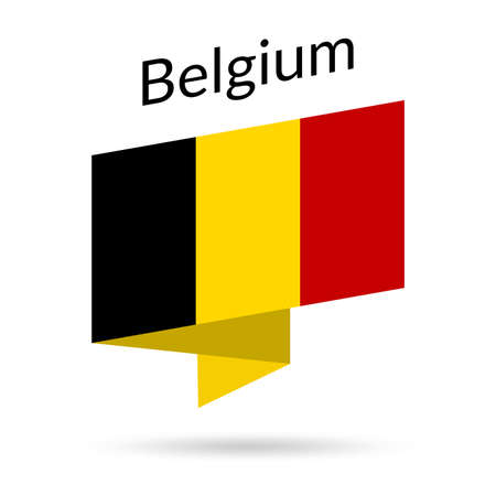 Belgium flag icon. Belgian national emblem in origami style. vector illustration.のイラスト素材