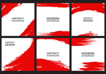 Social media frame or post template set in grunge style. Square brush border, banner, poster or cover for story or sale layout design. vector illustration.のイラスト素材