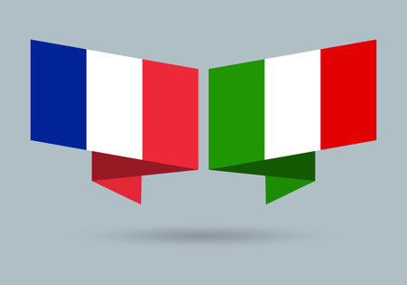 France and Italy flags. Italian and French national symbols. vector illustration.のイラスト素材