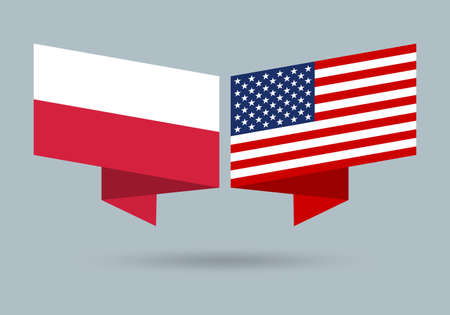 Poland and USA flags. American and Polish national symbols. vector illustration.のイラスト素材